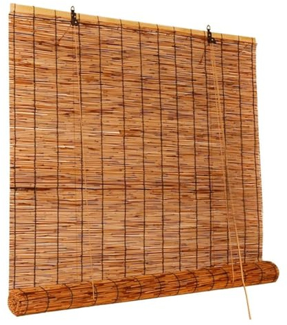 Outdoor Bamboo Blinds Roll Up Shade H 48 60 64 72 84, Natural Bamboo Curtains Cordless Retro Bamboo Roman Roller Blind, sun protection, breathable,Privacy, Easy Installation ( Size : 60 x 72 )