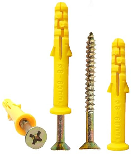 YIYINOE Dübel-Set – Premium Wanddübel mit Schrauben,Universaldübel für zuverlässige Befestigung – Komplettes Dübelsortiment mit 50 M5x60 Schrauben und 50 M8x60 PP-Expansionsrohren