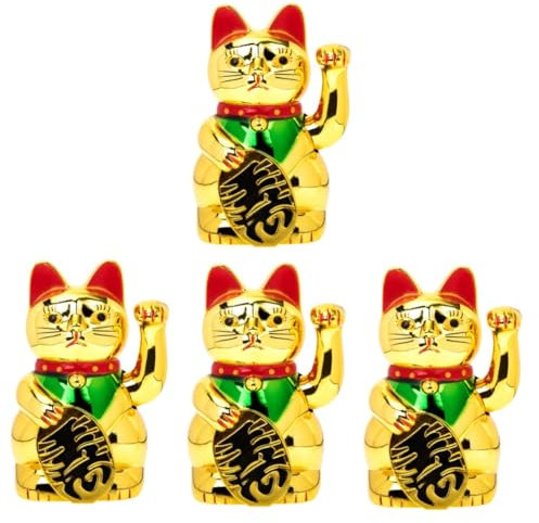 IMIKEYA 4 Stück Winkende Hand Glückskatze Glück Winkende Katze Maneki Neko Glückskatzendekorationen Auto Spielzeug Glück Reichtum Einladende Katze Maneki-Katze Feng-Shui-Katze Plastik