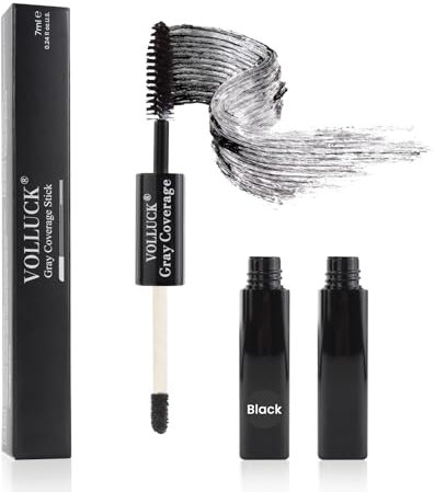 VOLLUCK Mascara Capelli Temporaneo per Radici – Ritocco Capelli Bianchi 2 in 1, Copertura Istantanea, Effetto Naturale, Ideale per Uomo e Donna (Nero)