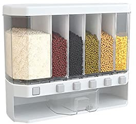 Rice Dispenser Wall Mounted Storage Basket with Lid Moisture Proof Reusable Automatic Sealed Food Storage Box Separate Rice Cereal Bucket