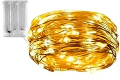 Blendend LED-Lichterkette, Kupferdraht, 3AA-Batterie, 2 m, warmweiß, ideal für Dekorationen und Ambiente.