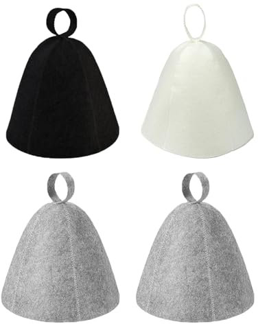FunnAura 4 PCS Sauna Hat for Women and Men, Comfortable Breathable Natural Felt Sauna Hats