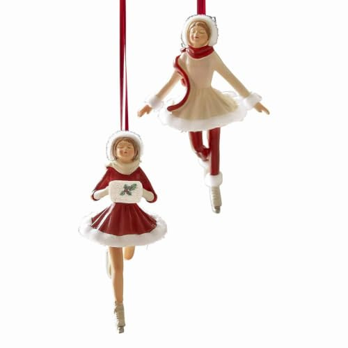 Loberon Anhänger 2er Set Sylphelle, rot/weiß/grün | Handbemalte Figuren, Vintage-Charme, Festliche Farben, Weihnachtsdekoration, Weihnachten, Polyresin