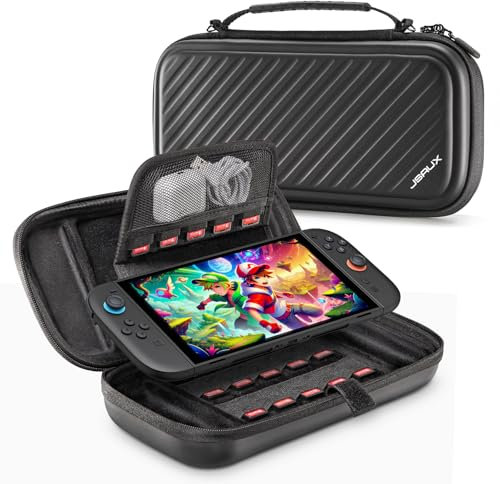 JSAUX Carry Case for Nintendo Switch 2 (2025), Protective Hard Shell Carrying Case with 15 Game Card Slots, Portable Travel Case for Switch 2 Console and Accessories, Black
