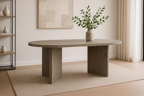 SAM Ovaler Esstisch Ovi 160x90 cm Holz-Optik grau gerade Kante V-Form | 40 mm Tischplatte, Tischbeine, Esszimmertisch