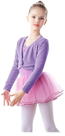 Cache Coeur Danse Classique Fille Hauts de Ballet for filles, pull-over de danse, manteau d'hiver chaud à manches longues, tricot, vêtements de danse de Ballet for filles, haut cache-coeur(Lavender,16
