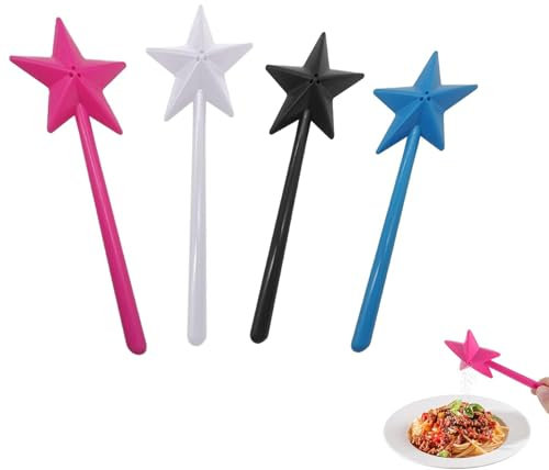 Zwenjuan Forme D'étoile Sel De Poivre Saupoudré,4 Pcs Shaker Au Poivre,Salière Et Poivre,Shaker pour Epices,Baguette Magique en Forme D'étoile pour La Cuisine,Baguette Magique,Salière Et Poivrière