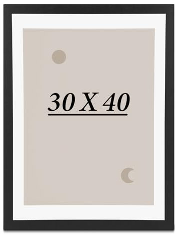 Windfromort Marco 30x40, Marcos 30x40, Madera Negra MDF, Vidrio Acrílico, 30x40 Cm, Antideslumbrante - Para Retratos, Cuadros A4 y Decoración | Ideal para Mur y Mesa, Diseño Resistente