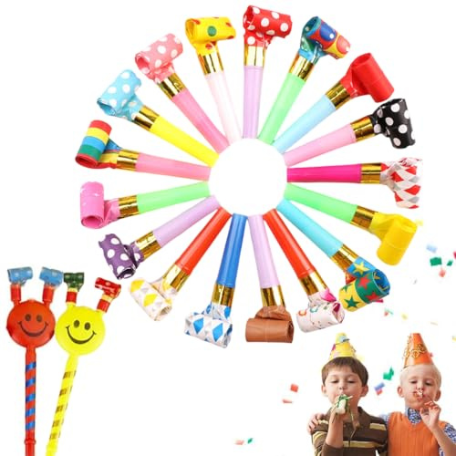 MLRUQRX 12 Pezzi Trombette Festa Compleanno Trombette Festa Compleanno Corna Multicolore Fischi Colorati Noisemakers Partito Compleanno Celebrazione Colore Casuale