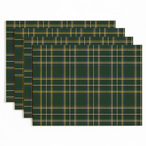 Vorysum Weihnachten Tischsets Abwaschbar Grün Karomuster Weihnachtsdekoration Platzsets 4er Set 32x45 cm Winter Urlaub Bankett Platzdeckchen Küche Party Deko