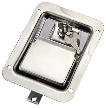Serratura per porta in acciaio inossidabile MS866-1P, serratura a pannello a tre punti, serratura della porta del veicolo di ingegneria, 1 pezzo(No padlock)