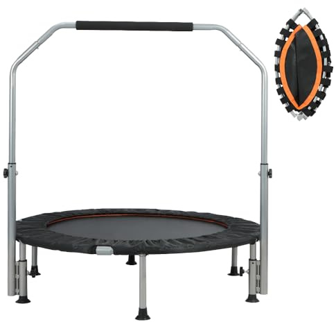 Panana 40'' Mini Trampoline, Foldable Fitness Rebounder with Adjustable Handle Large Bounce Area for Adults Indoor Body Exercise Workout