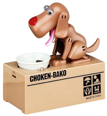 Hungry Dog Sparschwein, Süße Hunde für Mädchen Jungen Kinder EIN neues Sparschwein, Münze Spardose Geburtstagsgeschenk Weihnachten für Kinder (Braun)