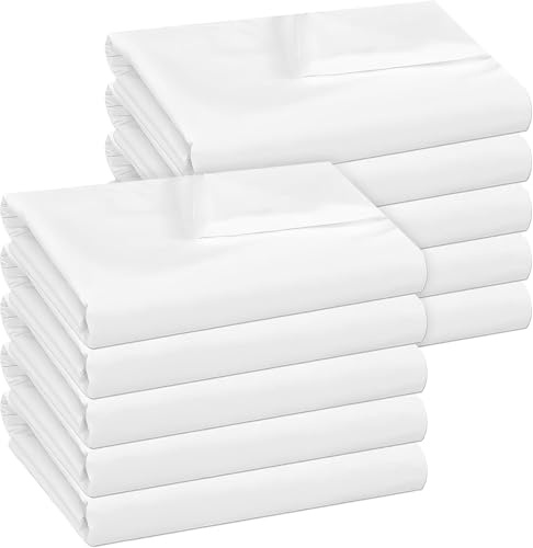 10 Stück Betttuch/Bettlaken/Haustuch 168x244 - Flaches Mikrofaser Betttuch besonders weich,Weiß Einfache Klassische Hotel Bettücher ohne Spanngummi Laken Leintuch Haushaltstuch