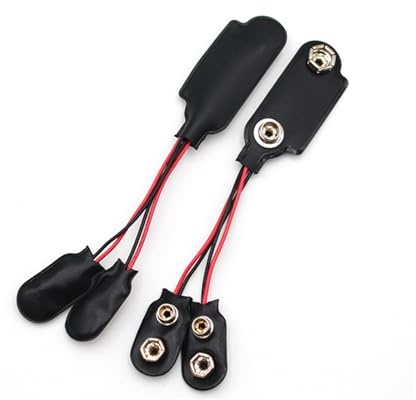 Bamyli 9V Battery Connector, T-Type Plastic Housing Snap Clips, Secure & Durable PP3 Battery Cable Replacement With 15cm Leads
