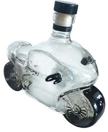 Botella de vidrio para whisky, contenedor de licor de motocicleta de 300 ml, decantador de alcohol doméstico, para vitrina, comedor, entretenedores, hogar, bares, restaurantes, hoteles