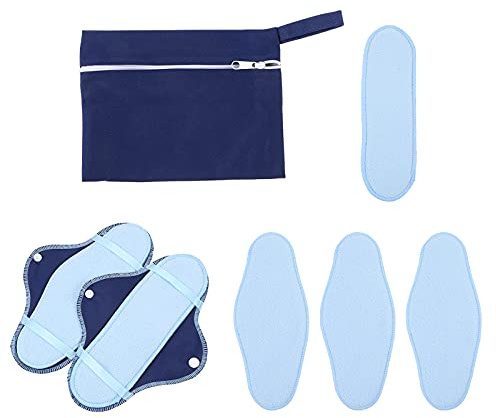 Hoement Assorbenti Igienici Riutilizzabili in Pile Sintetico Chiusura Facile, Set da 8 Pezzi Borsa Zip per Uso Quotidiano da Viaggio