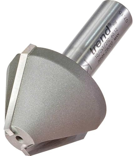 Trend Ranura de mortero profesional/chaflán grande, 60 grados, vástago de 1/2 pulgada, diámetro de corte de 38 mm y longitud de corte de 27 mm, punta de carburo de tungsteno, 10/2 x 1/2 TC