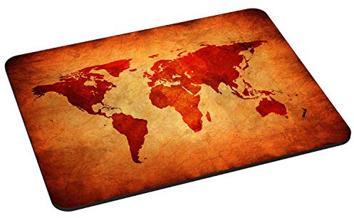 PEDEA Gaming und Office Mauspad - 220 x 180 mm - mit vernähten Rändern und rutschfester Unterseite, Brown Global Map