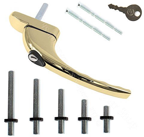 Polished Gold - UPVC Universal Inline Espag Lockable Window Handle Smart Spindle