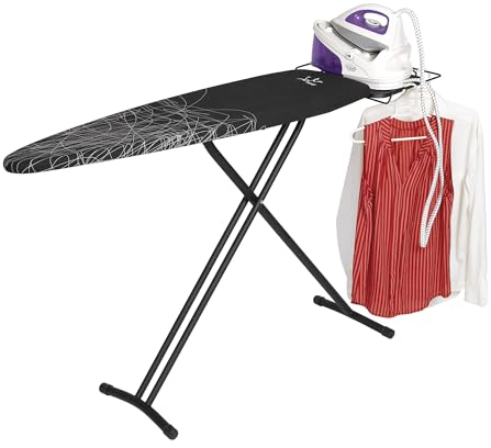 Jata Hogar Table de Repassage Ajustable en Hauteur et Pliable, Metal, Noir, 161 x 45 x 15 cm