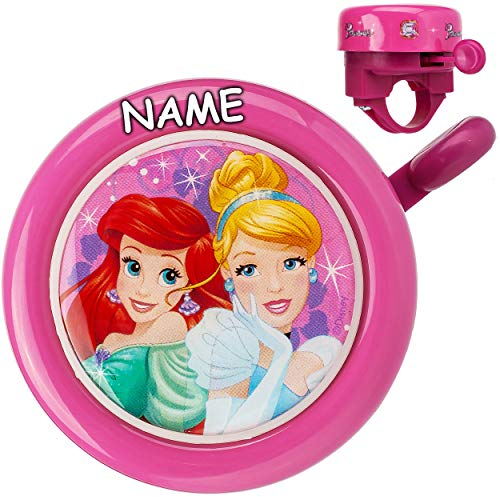 alles-meine.de GmbH Fahrradklingel Prinzessin incl. Namen - Klingel für das Fahrrad Princess Prinzessin Belle Kinder Mädchen 2 Prinzessinnen Lenkerklingel