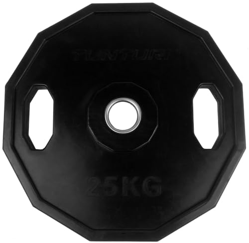 Tunturi Gewichtscheiben 50 mm, 2 x 1,25 kg, Hantelgewichte aus Gummi mit Griffen