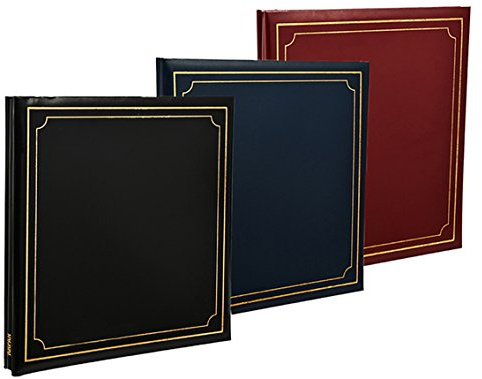 Arpan 3 x Extra - Large 32x26cm Self Adhesive Photo Album, Totaling 72/Sheets 144/Sides Padded Leather Cover Post bound (Black/Blue/Red)