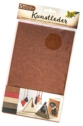 folia 56549 – Konstläder, 5 ark, ca 17 x 27 cm, blandade färger – perfekt för hantverk och sömnad