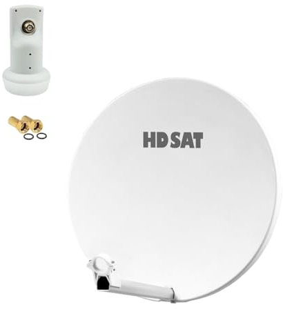 hdsat antena parabólica Fibra Composite blanca 60 cm Brides acero inoxidable + LNB Single HD 4 K