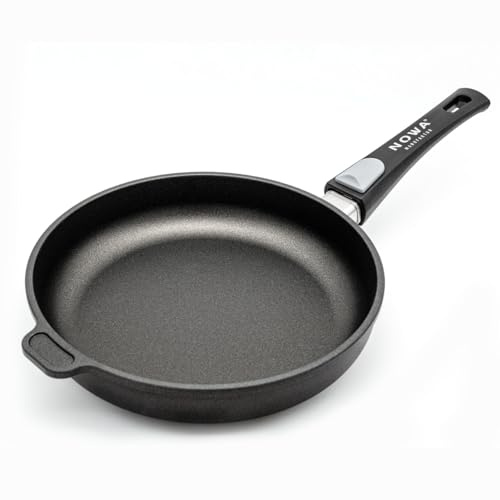 NOWA Aluguss Bratpfanne (24 cm Ø) - Antihaftbeschichtete Pfanne (4,5 cm Innenhöhe) mit abnehmbarem Griff für alle Herdarten – backofen- & induktionsgeeignet