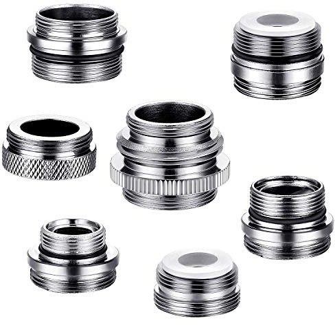 Hotop 7 Pieces Faucet Adapter Kit, Brass Aerator Male/Female Faucet Adapter to Connect Garden Hose, Standard Hose via Diverter