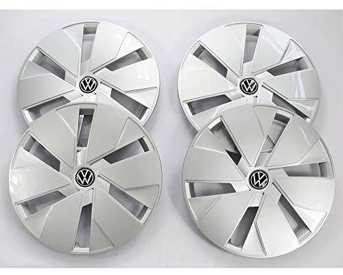 Volkswagen 10A071458WZF Radkappen (4 Stück) Radzierblende Stahlfelgen 18 Zoll Radblenden, Silber