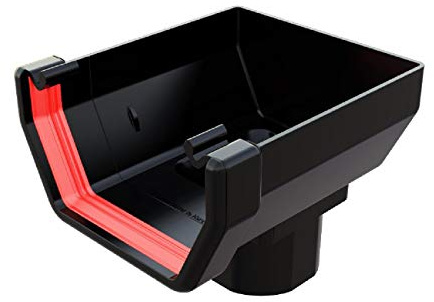 Black Square Gutter Stop End Outlet, Freeflow 114mm Rain Water Systems