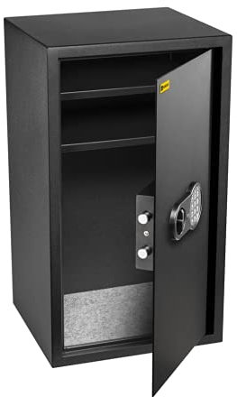HomeSafe HV70E Cassaforte Grande Dimensioni con Codice, 70x40x36cm (HxLxP), Cassaforte da Armadio con Combinazione Elettronica, Cassa Forte per Soldi da Ufficio con 2 Ripiani Regolabili in Altezza