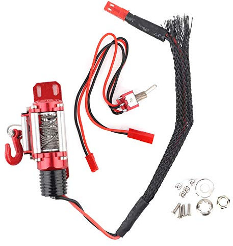 Verricello elettrico, verricello RC, verricello RC 1:10, controller per verricello RC, verricello RC 1/10, verricello elettrico in lega adatto per D90 SCX10 Simulazione 1:10 Accessorio per auto RC