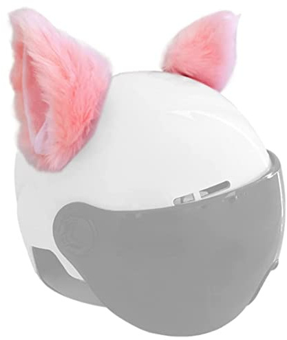 Katzenohren für Helm, Plüschohren, selbstklebend, Klettverschluss, Helm-Zubehör für Fahrrad, Motorrad, glatte Oberflächen, Helm-Dekor, Rosa