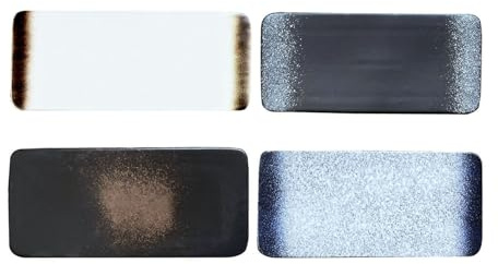 FYUEROPA Sushi Plates, Ceramic Rectangular Platters Serving Trays Set, Sushi Dishes, Japanese Dinnerware Set, Set of 4