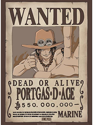 GB Eye Poster One Piece Wanted Ace – Offizielles Produkt – Format 52 x 38 cm – laminiertes Papier – Collector Manga Poster