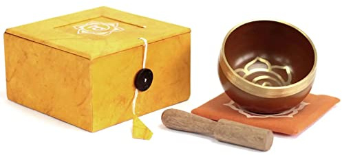 Chakra-Klangschalen mit Holzklöppel und Kissen, Geschenkbox-Set | Lift Vibration & Frequenz, Klangtherapie, ganzheitliche Heilung, Meditation & Entspannung, Achtsamkeitsmantra (Sacral)