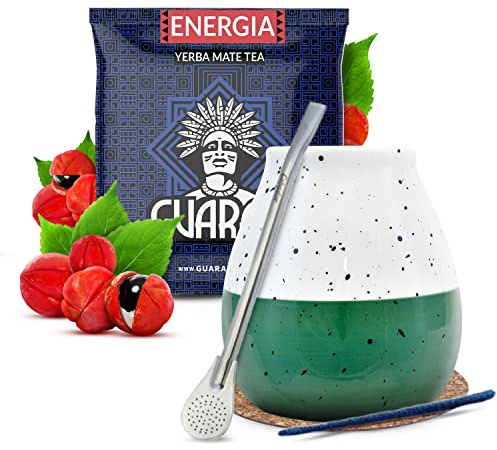 Kit Yerba Mate Calebasse Papagayo, Bombilla et Guarani 50g | Set de démarrage traditionnel avec une tasse originale, une paille et un échantillon