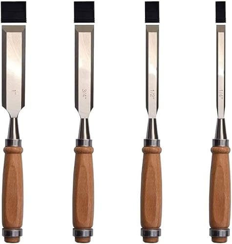 Wood Chisel Professional Tools Wood Handle Chisel Tool Set for Wood Carving 4pcs(1/4, 1/2, 3/4, 1)