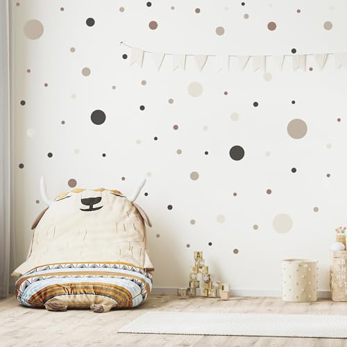 Muralo 150 Stück Wandtattoo, Mädchen, Klebepunkte, Bunt, Dots - 60x30 cm | Wandsticker, Modernes Design - ideal für Kinderzimmer, Babyzimmer, Ein echter Blickfang im Raum, einfach anzubringen