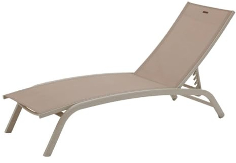 Hespéride – Bonao Sonnenliege aus Leinen und Ton, 171 x 64 cm, verstellbar, stapelbar, korrosionsbeständiges Aluminium – Sonnenliege für Garten und Pool