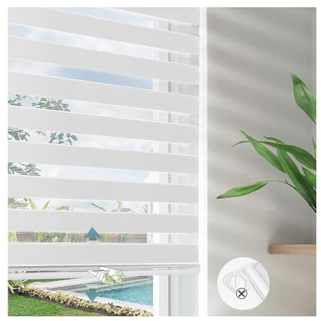 Zebra-Jalousien aus Stoff,Doppelrollo schnurlos,Rollos für Fenster ohne Bohren & zum Bohren, Lichtdurchlässig Aber Blickdicht, Drücken Und Ziehen Springrollos (Size : W110xH300cm/W43.30xH118.11in)