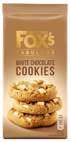 Fox's Fabulous cookie 180g, Three mix luxury varities of Milk, Triple & White chocolate Biscuits for special Occasions, Supreme gift to share with friends and family Snack Value Pack (4, white)