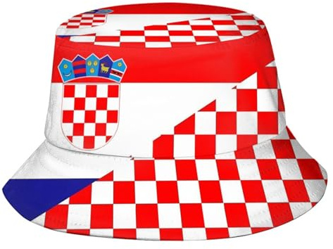 Zltegako Fischerhut mit kroatischer Flagge, lustige Landflagge, Strand, Fischerhut, Sonne, breite Krempe, Kappe für Damen und Herren