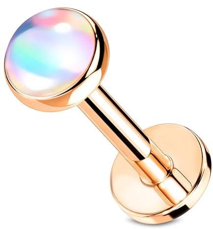 Stachelkleid Labret Piercing Opal Chirurgenstahl 316l 1,2mm Größe Ohrstecker Helix Tragus Nasenpiercing Universalpiercing Lippenpiercing Innengewinde Farben 6/ 8mm Lang