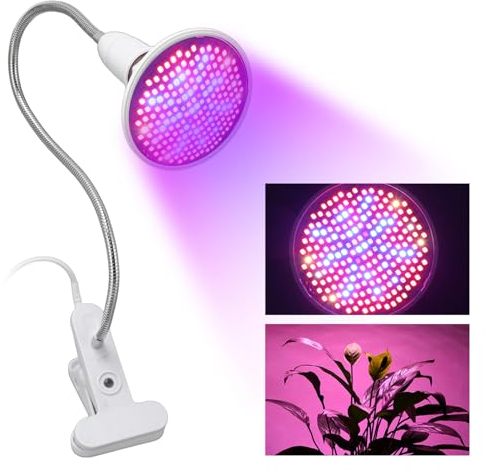 Topyond LED Grow Light 8W Full Spectrum Clip de escritorio giratorio cuello de cisne E27 lámpara de enchufe, impulso de crecimiento de plantas de interior para entusiastas de las